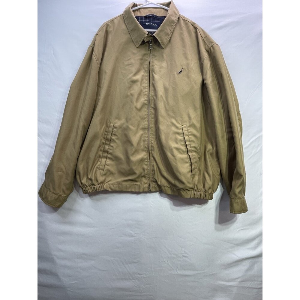 Nautica 90s Bomber Harrington Style Jacket Men 2XL Full Zip Retro Blue Lined